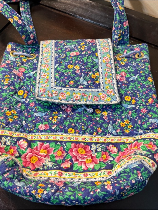 Vera Bradley Handbags - Vera Bradley Navy Floral Quilted Shoulder Tote with Pink Accents